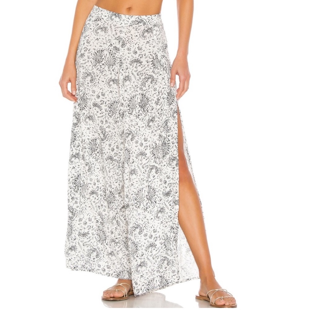 ♥️… Indah Mina Easy Wide Leg Wrap Trouser in Ivory Batik | REVOLVE